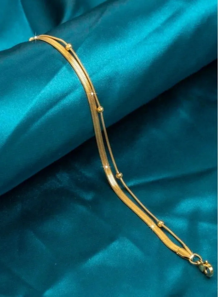 Trendy Stainless Steel Gold Plated Anklet For Women