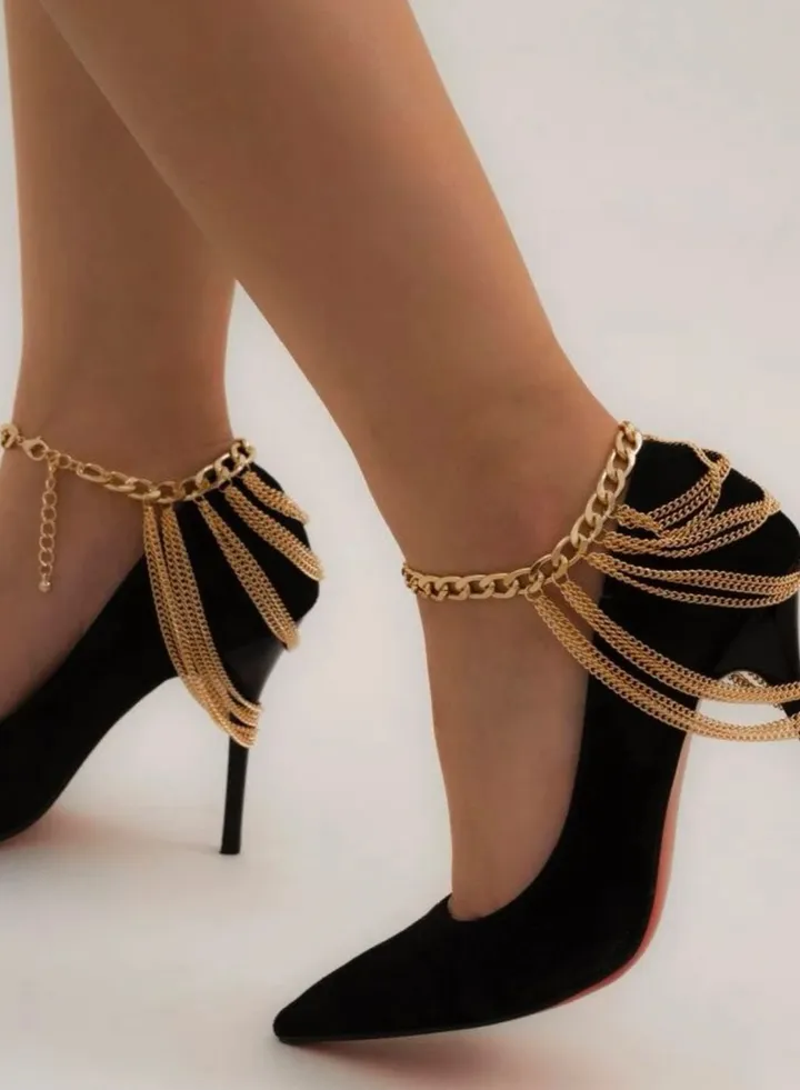 1pc Gold Anklet For High Heel Shoes