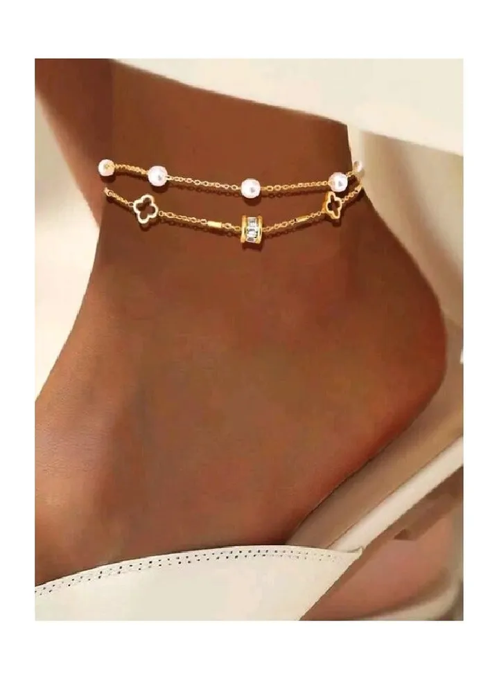 Trendy Stainless Steel Gold Plated Anklet For Women
