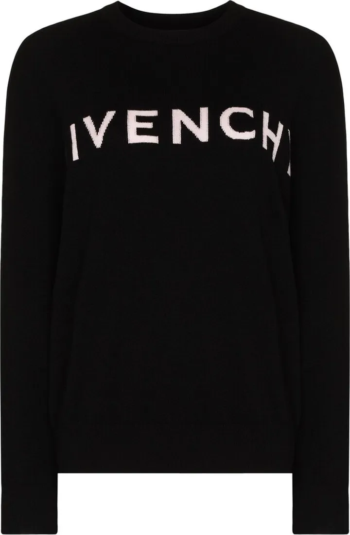 Black Cashmere Logo Sweater