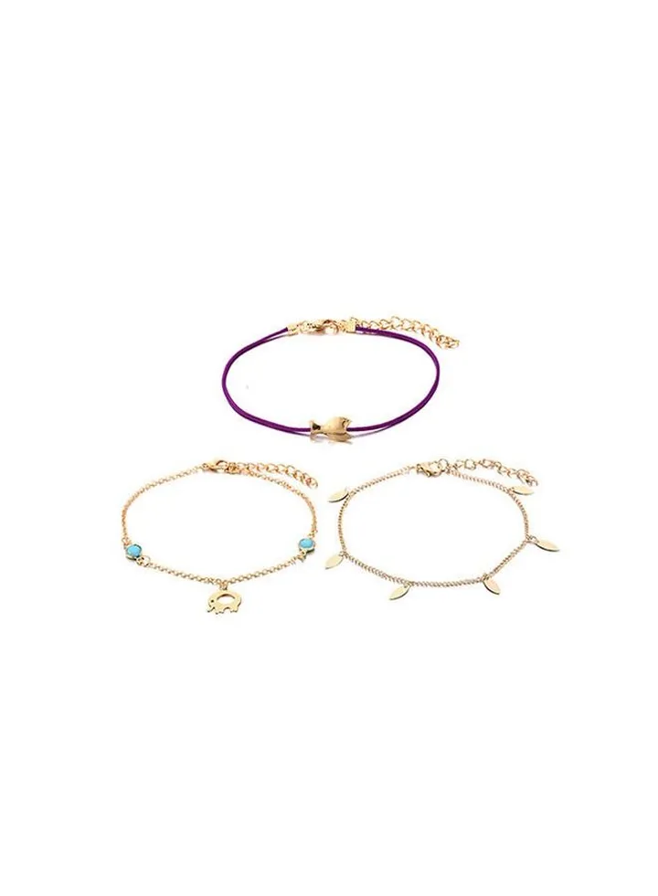 3-Piece Alloy Casual Vintage Anklets