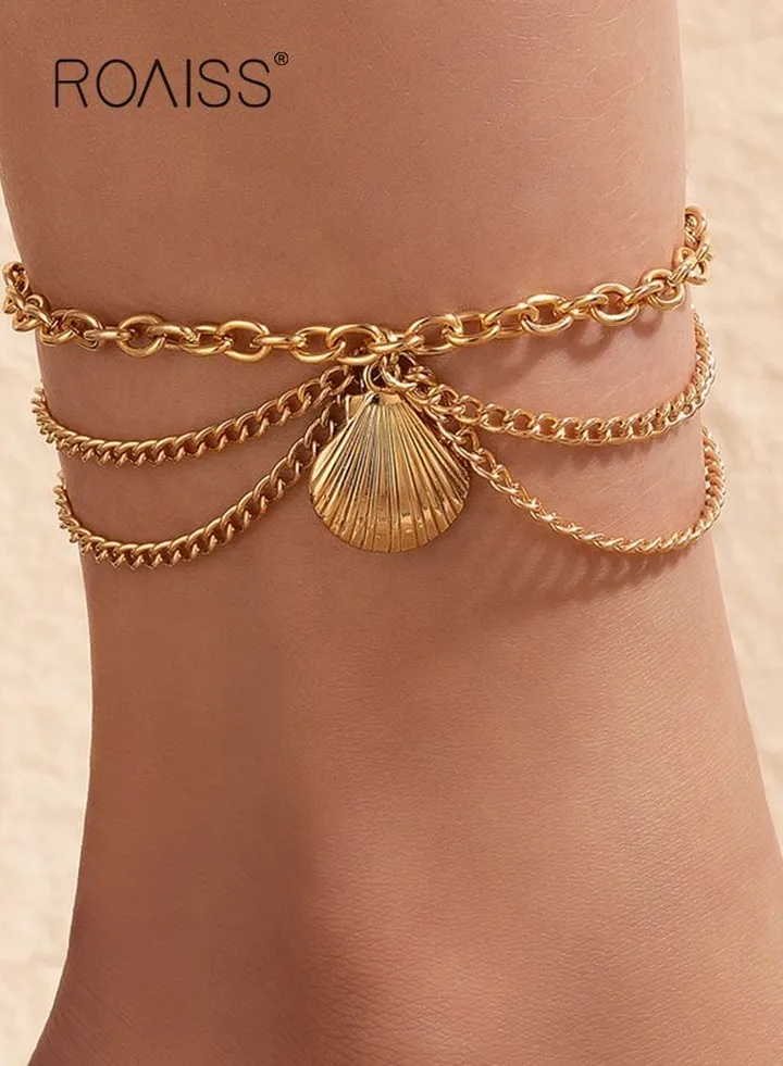 Scallop pendant three -layer streaming bracelets extend the chain chain exquisite ladies' jewelry perfect gift Birthday Valentine's Day gift