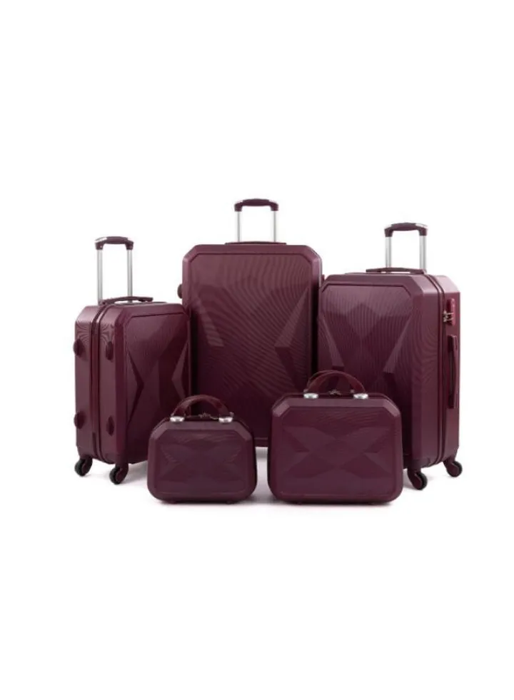 Limra 5 Piece Luggage Trolley Bags set Maroon