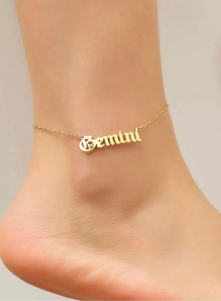 18k Gold Plates Stainless Steel Gemini Anklet