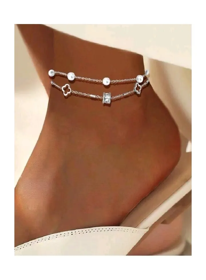 Trendy Stainless Steel Silver Plated Anklet For Women