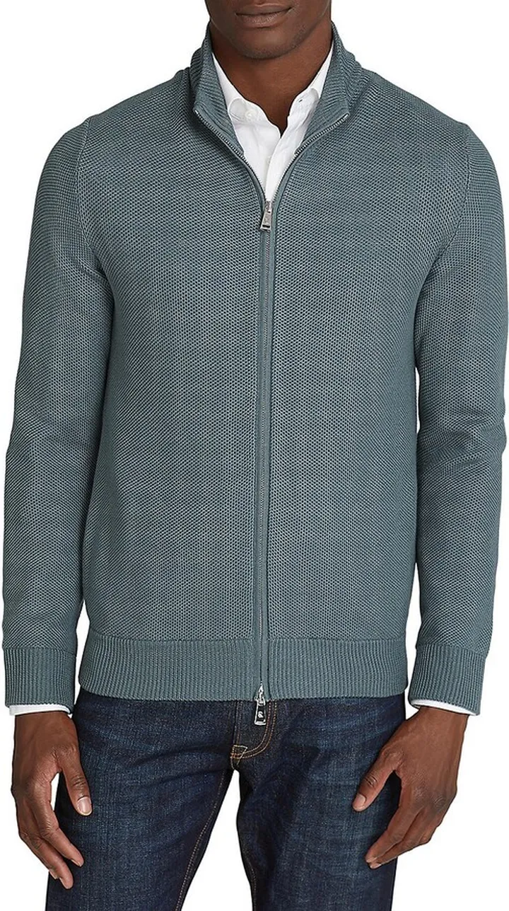 Full-Zip Silk & Cotton-Blend Sweater