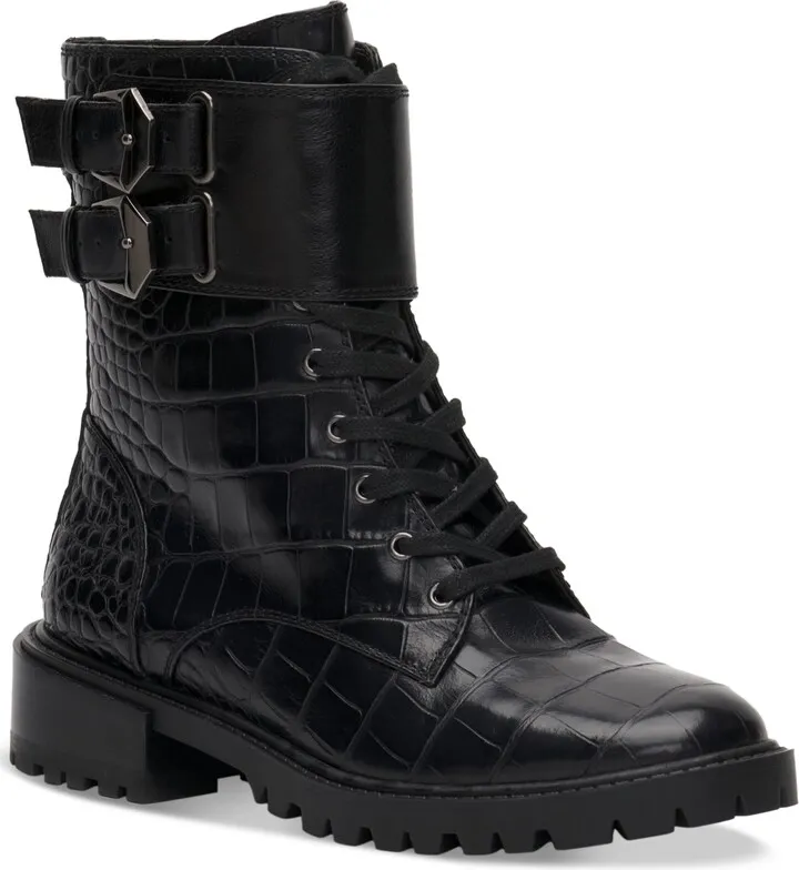 Vince Camuto Women's Fawdry Double Buckle Combat Booties Women's Shoes