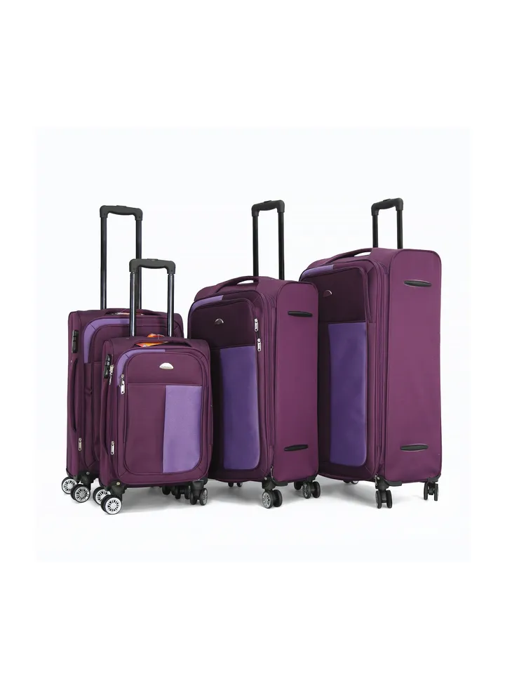 Giordano Softside Luggage Trolley 4 PCS Set ,Purple