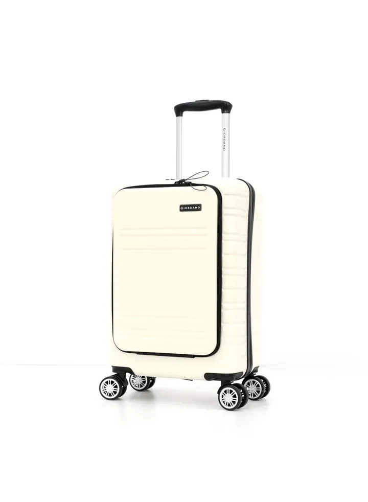 Giordano Hardside Double Spinner Wheel Luggage Trolley Bag 20 inch Cabin Size ,Ivory