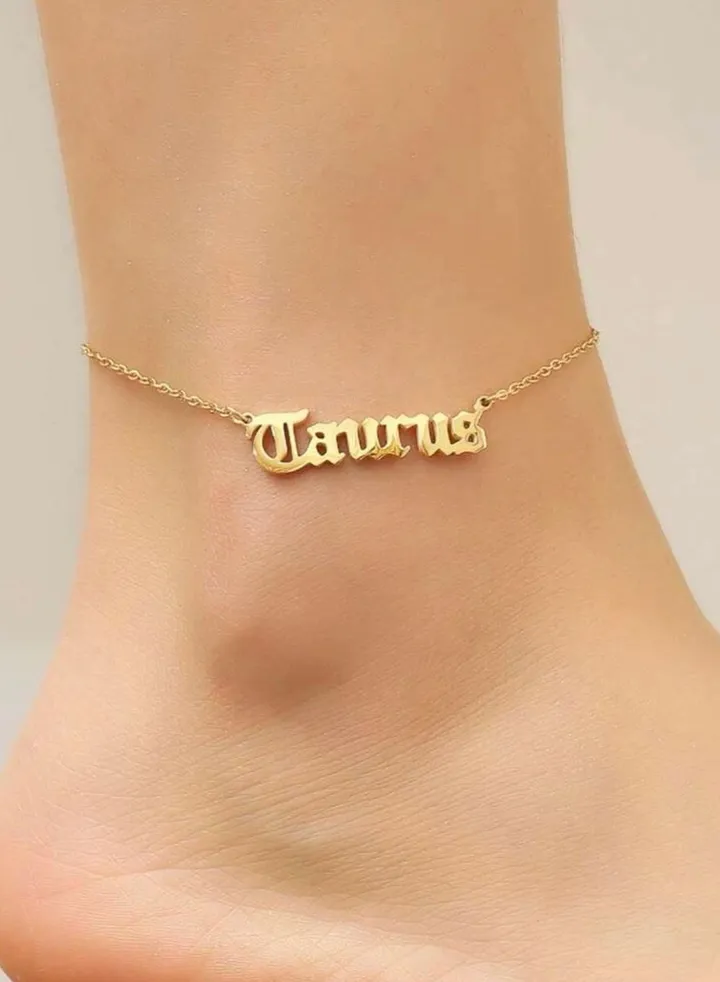 18k Gold Plates Stainless Steel Taurus Anklet