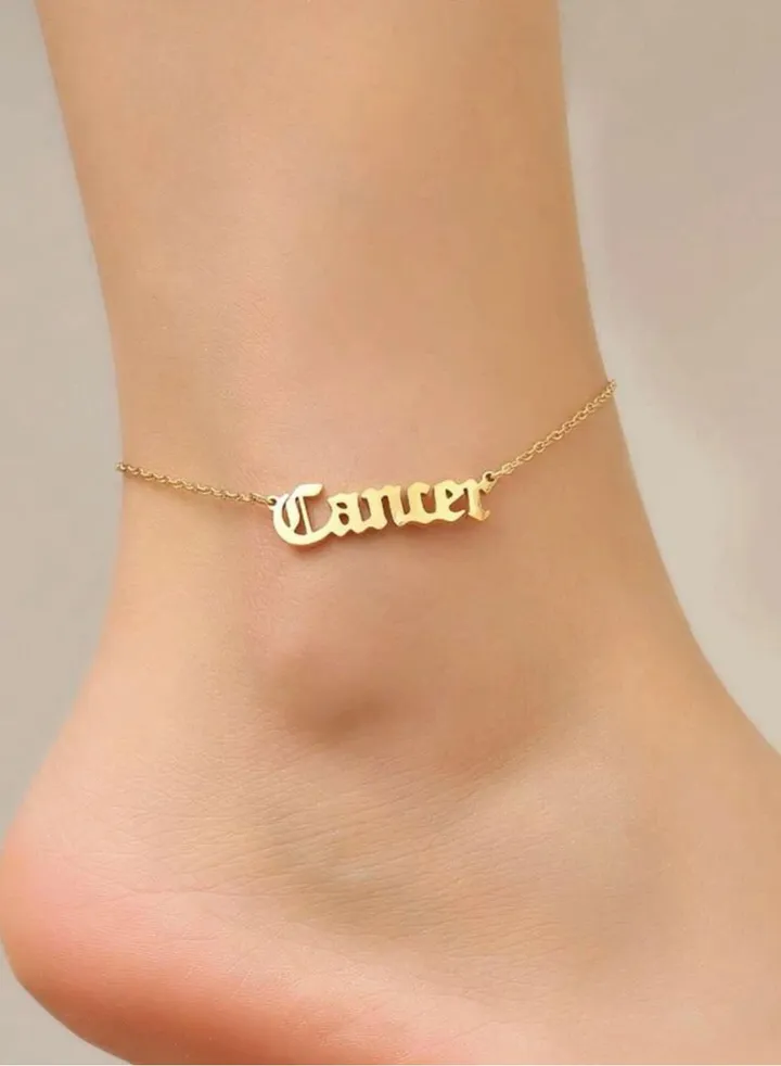 18k Gold Plates Stainless Steel Cancer Anklet