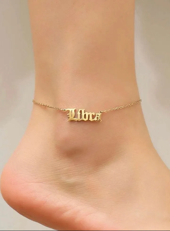 18k Gold Plates Stainless Steel Libra Anklet