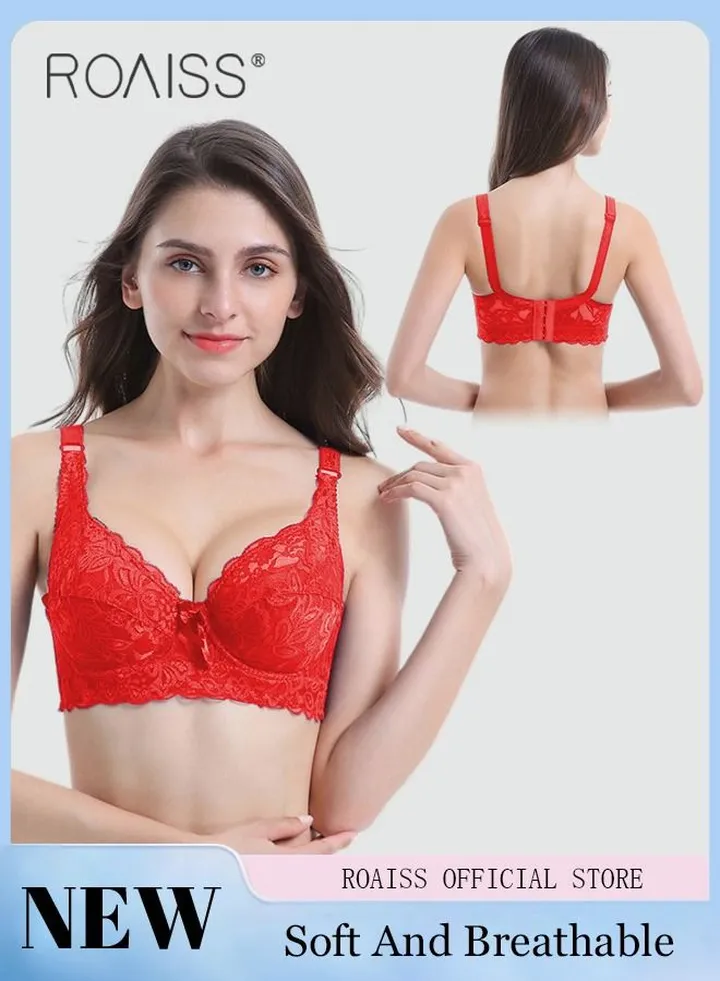 Large Size Women's Charm Lace Bras Push Up Daily Underwire Ultra Thin Three-quarter Cup Bras Leisure Comfort Soft Breathable Underwear Everyday Lingerie
