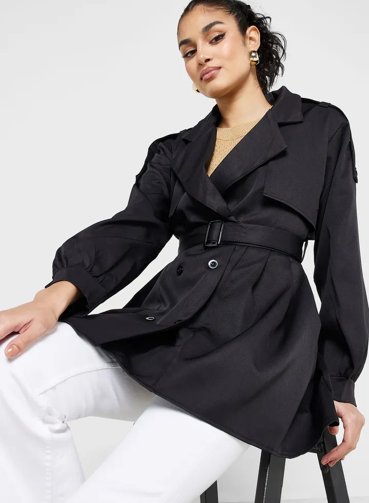 Peplum Detail Trench Coat