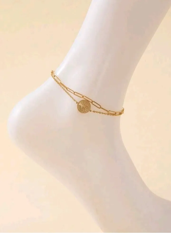 Trendy Stainless Steel Gold Plated Anklet For Women