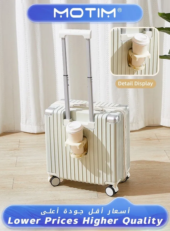 18-inch Boarding Carry-on Luggage Expandable PP Hardshell Clearance Luggage with TSA Lock Spinner Wheels Inside Cup Holder and Front Inside Hook for Long Distance Travel by Airplane