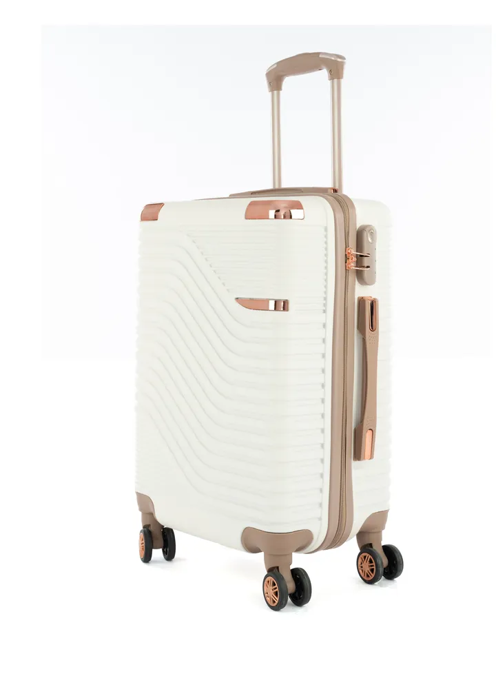 Cabin Carry Check-In Luggage Trolley Size 20 inch Beige/Gold
