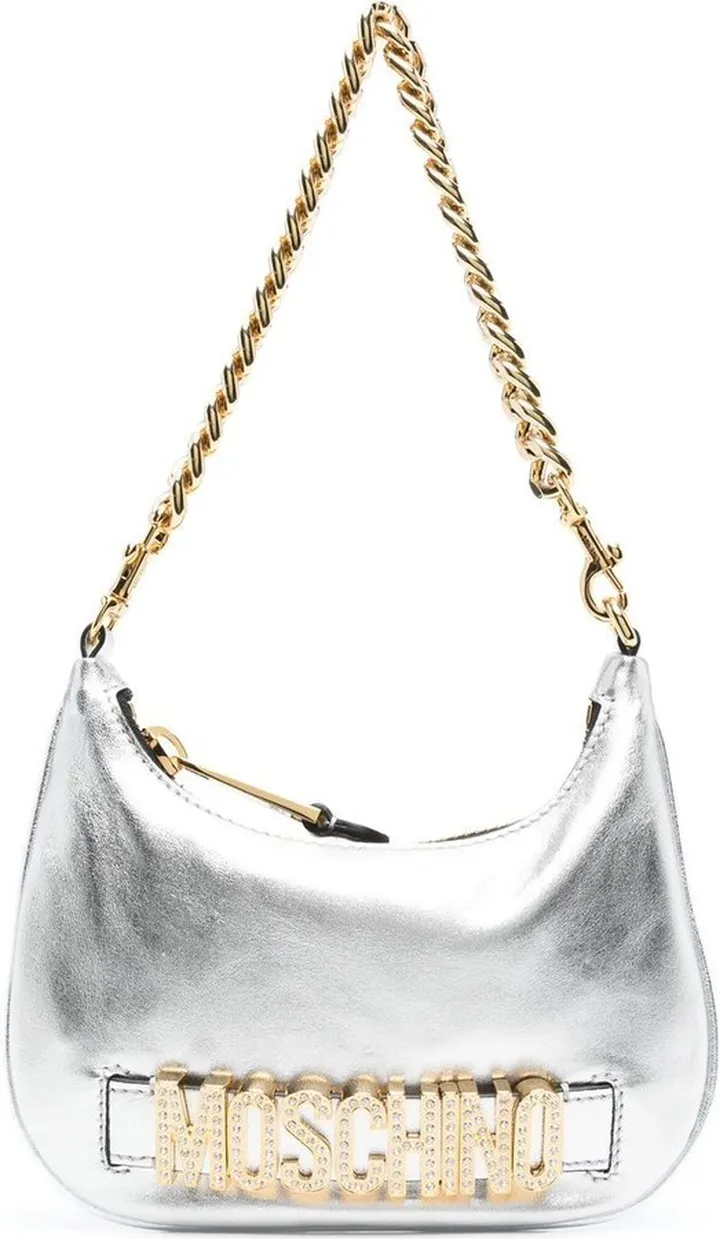 Metallic Logo-Lettering Shoulder Bag