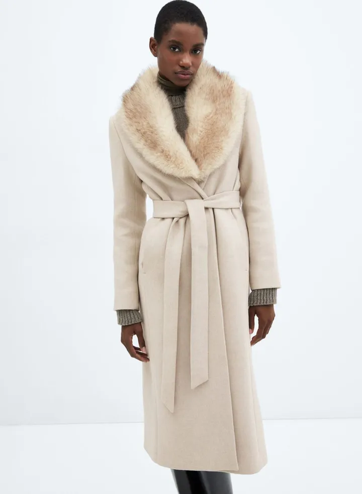 Fur Tie Detail Coat