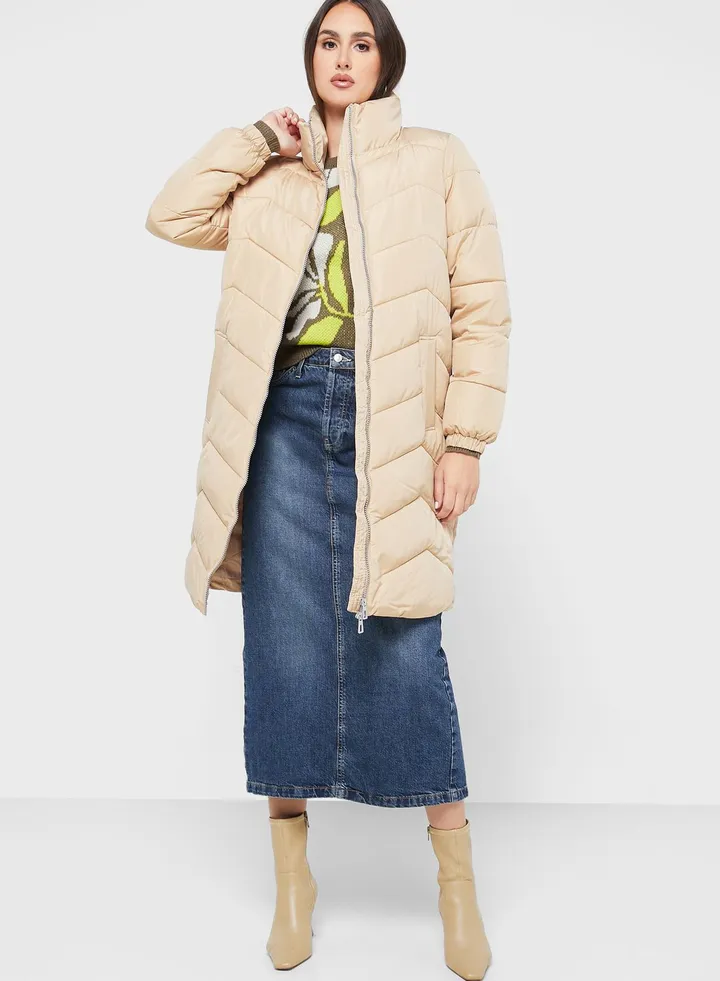 Zip Through Puffer Coat
