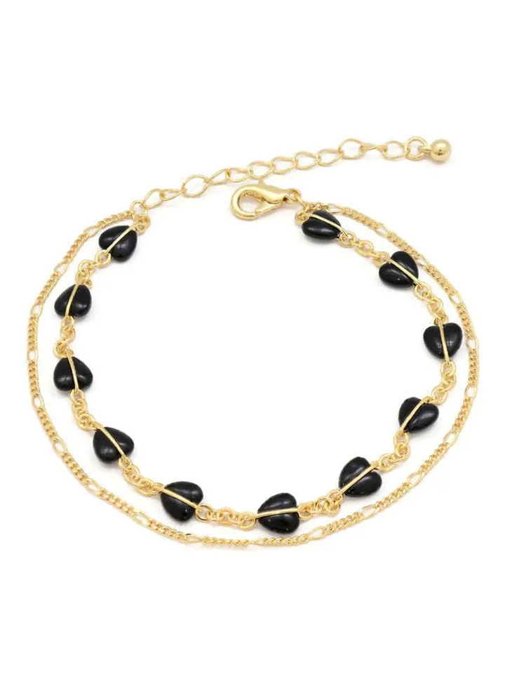 7-Piece Double Chain Heart Anklet Set