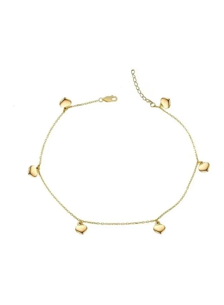 Italian Style Plated Chain Heart Charms Anklet