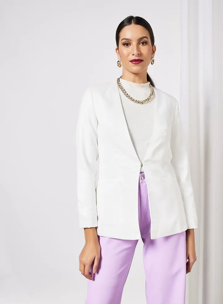 Open Front Coat White