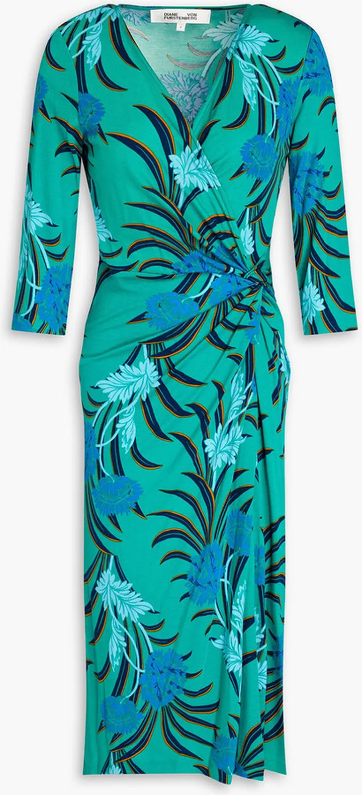 Borris wrap-effect printed Lyocell and wool-blend jersey midi dress