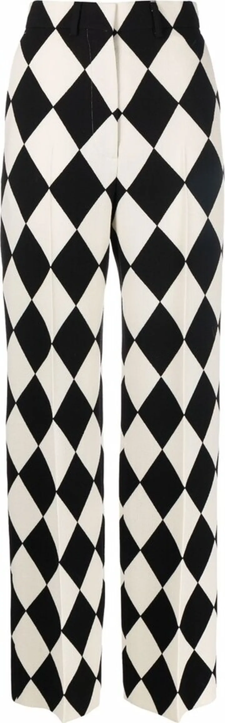 Diamond-Print High-Waisted Trousers