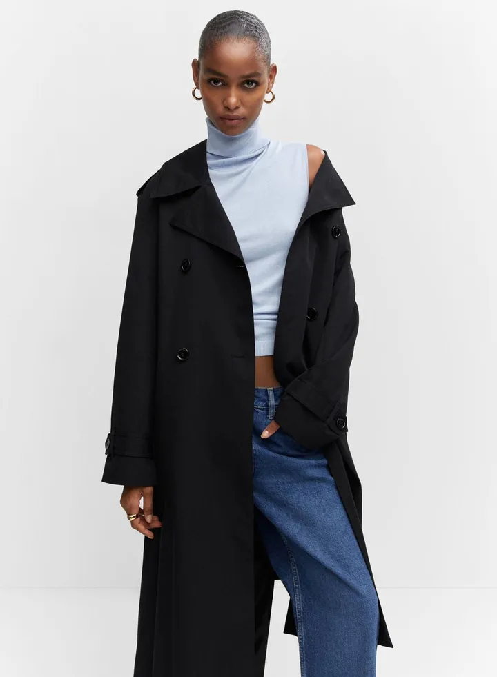 Pocket Detail Longline Trench Coat
