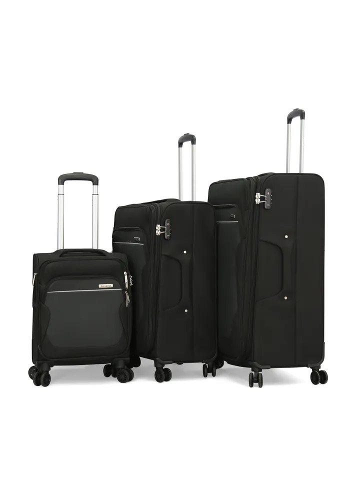 Giordano Softside Luggage Trolley Bag 3 pcs Set,Black