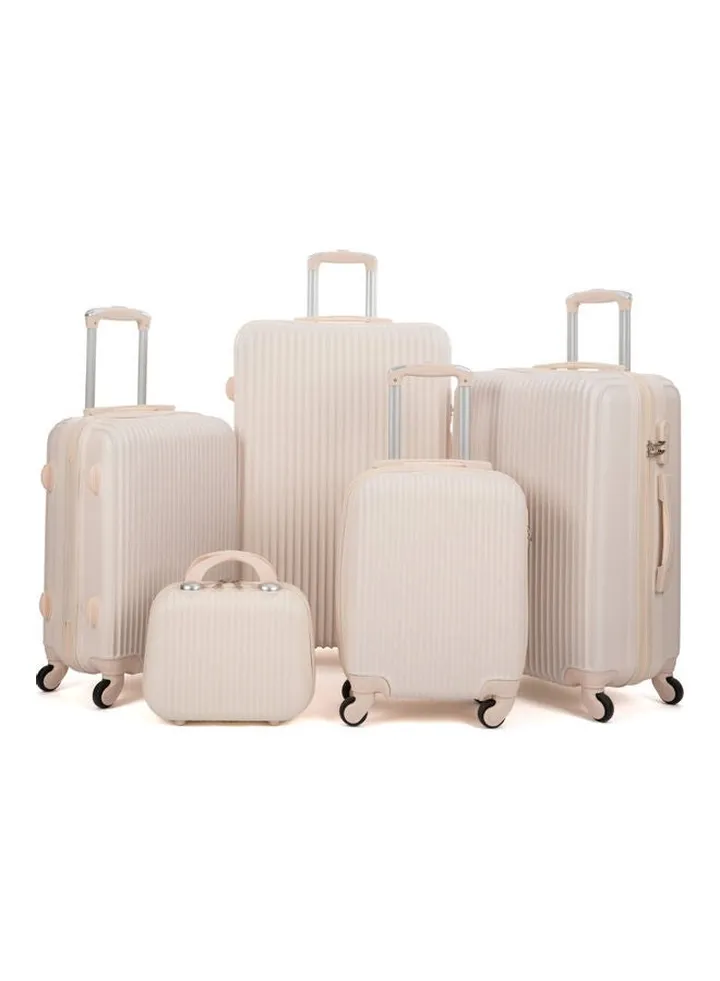 5-Piece Luggage Trolley Bag Set Beige