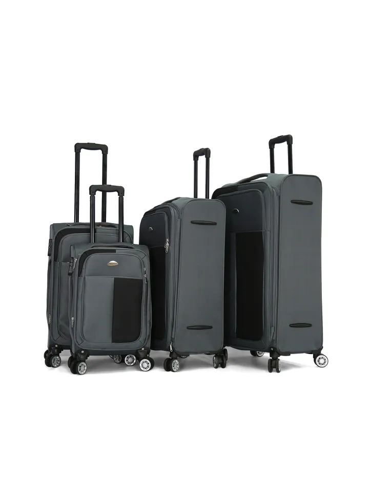 Giordano Softside Luggage Trolley 4 PCS Set ,Grey