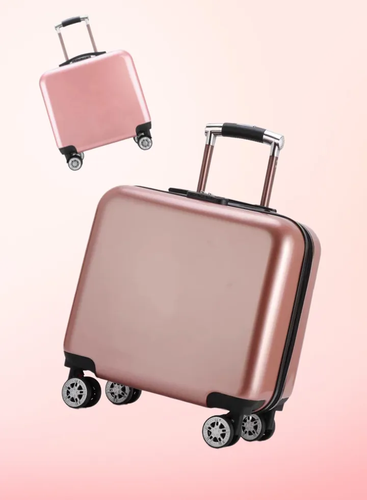 Kids Trolley Cartoon Luggage 20 inch Children Portable Rolling Suitcase Carry-On Travel Trolley Case for Boys and Girls (Square Pink)