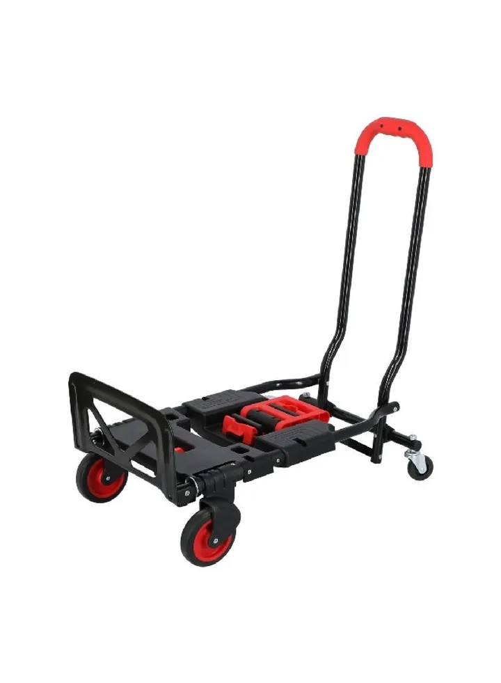 JRWH Transport 2-in-1 Heavy Duty Steel Transport Foldable Hand Truck Red and Black 120kg JR-8062