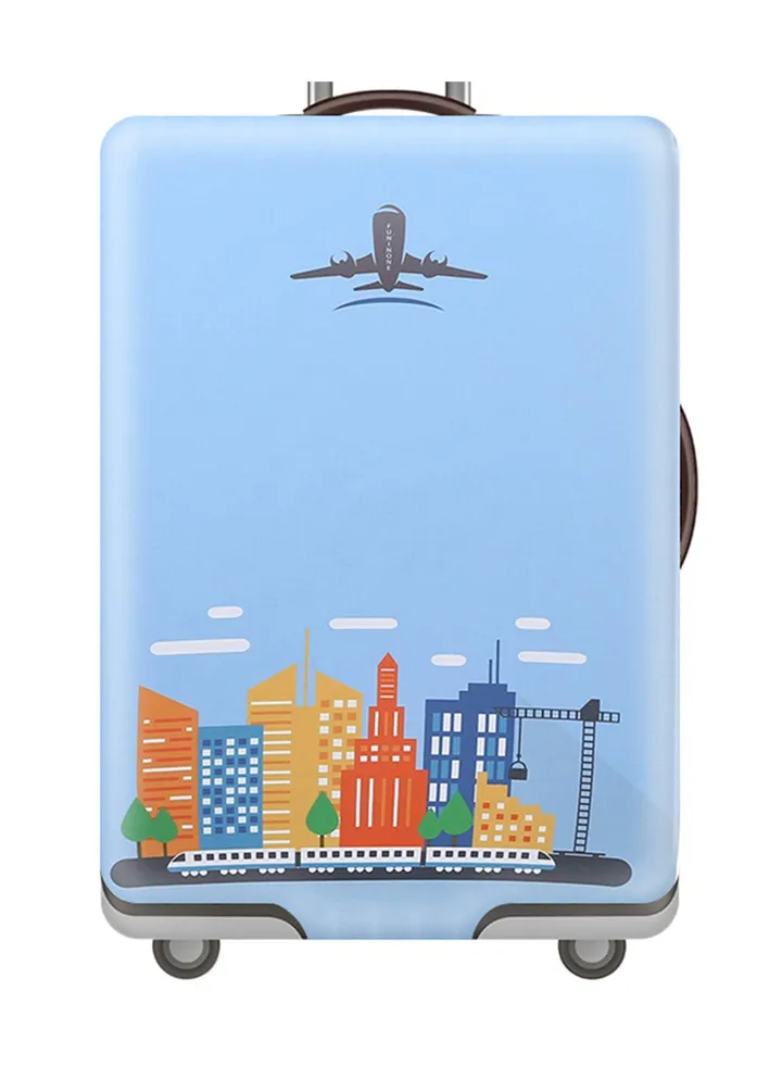 Suitcase Cover Extra Thick Luggage Cover Travel Luggage Protector Cover Elastic Suitcase Trolley Luggage Baggage Protection Case, Blue, M (22-24 inches)