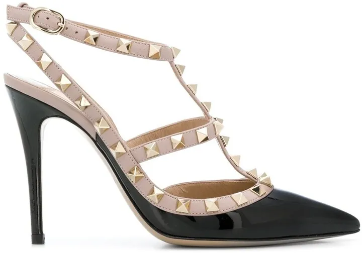 Rockstud 100mm ankle-strap pumps