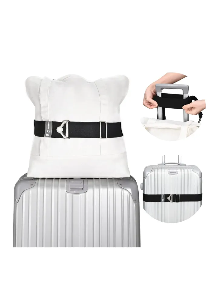 2-in-1 Travel Belt Luggage Straps Over Handle for Carry-On Bag, Elastic Add a Bag Bungees Luggage Belt Suitcases Adjustable with Alloy Buckle, Hands-Free for Airport, Trip (Black)