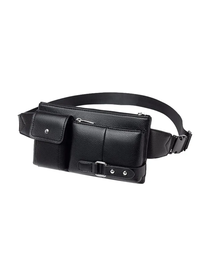 Solid Color Daul Use Waist Bag Black