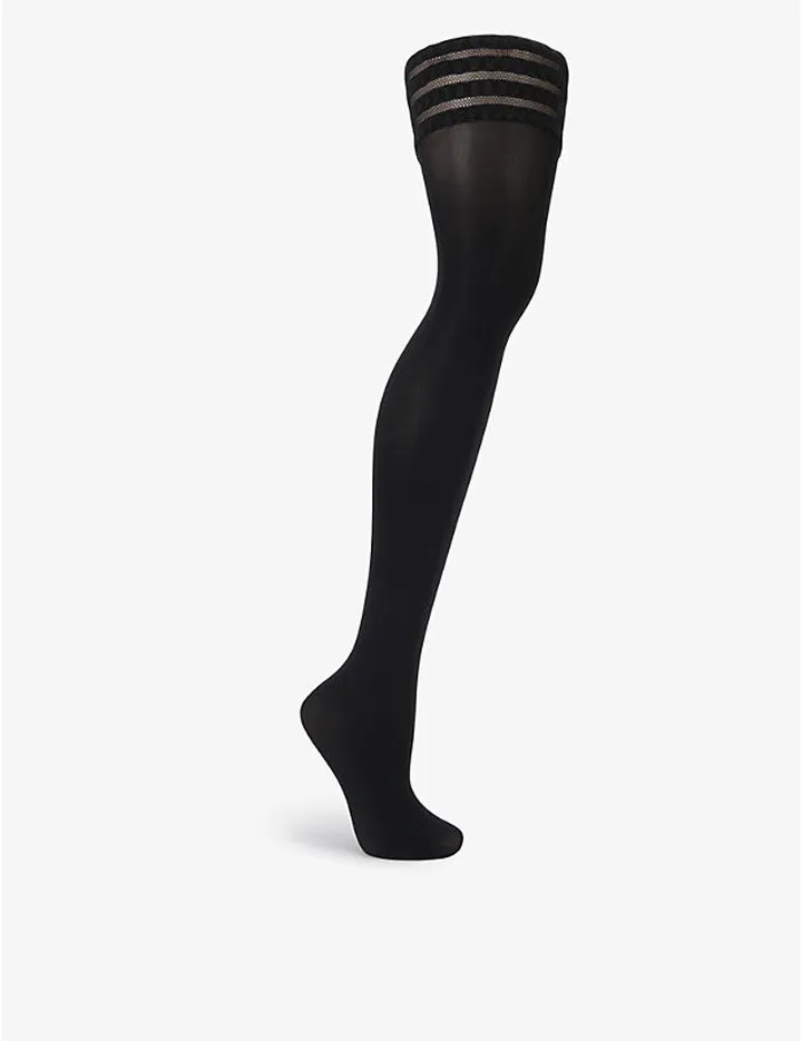 Womens 3009 Black Stay Up 50 Denier Stretch-knit Stockings