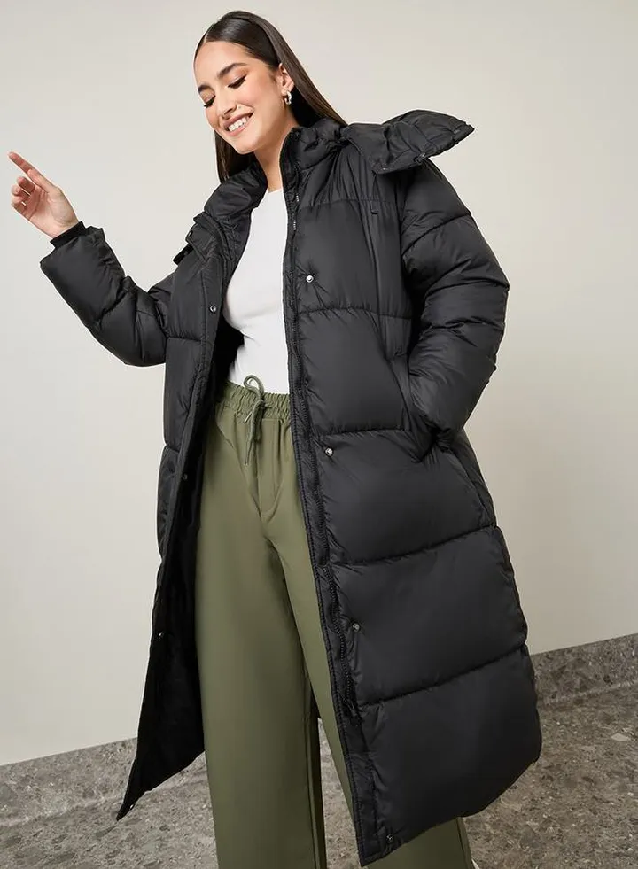 Oversized Hooded Padded Midi Coat