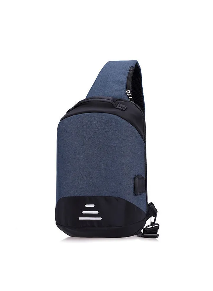 Chest bag unisex new USB interface rechargeable shoulder bag fashion casual backpack large capacity canvas chest bag