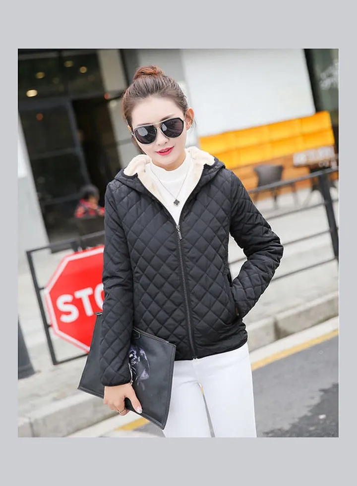Women Winter Short Cotton Jacket Black