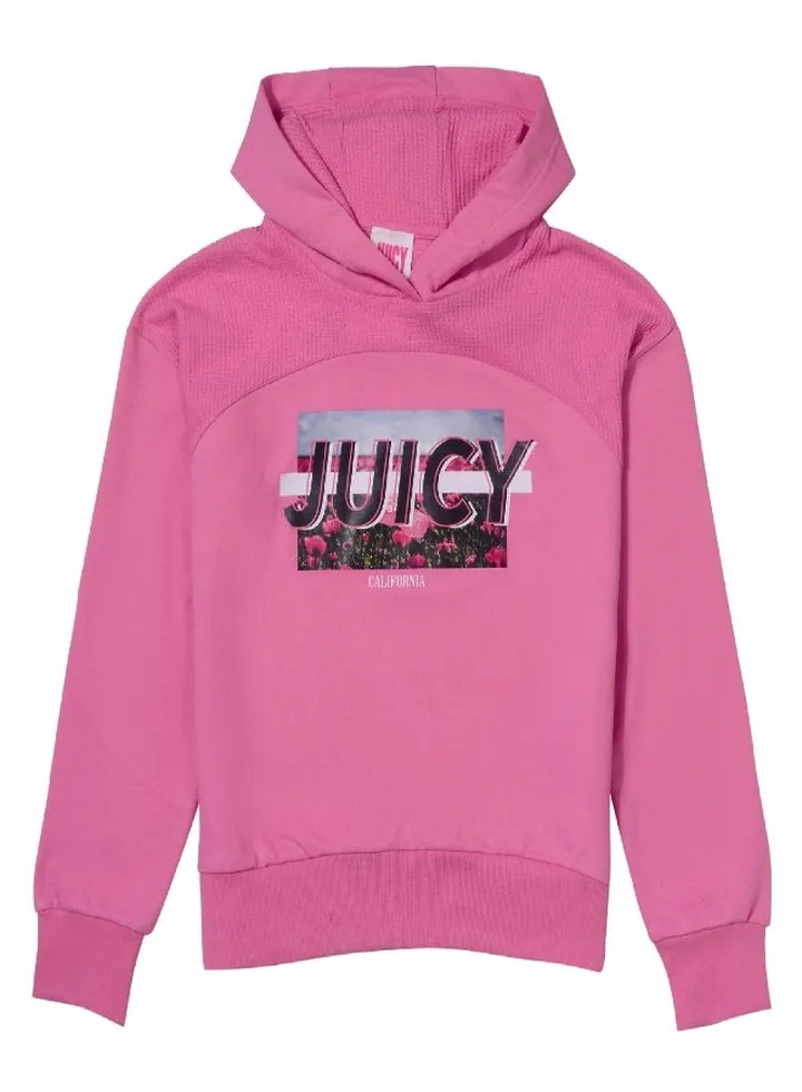 Juicy Couture Waffle Panel Hoodie Pink