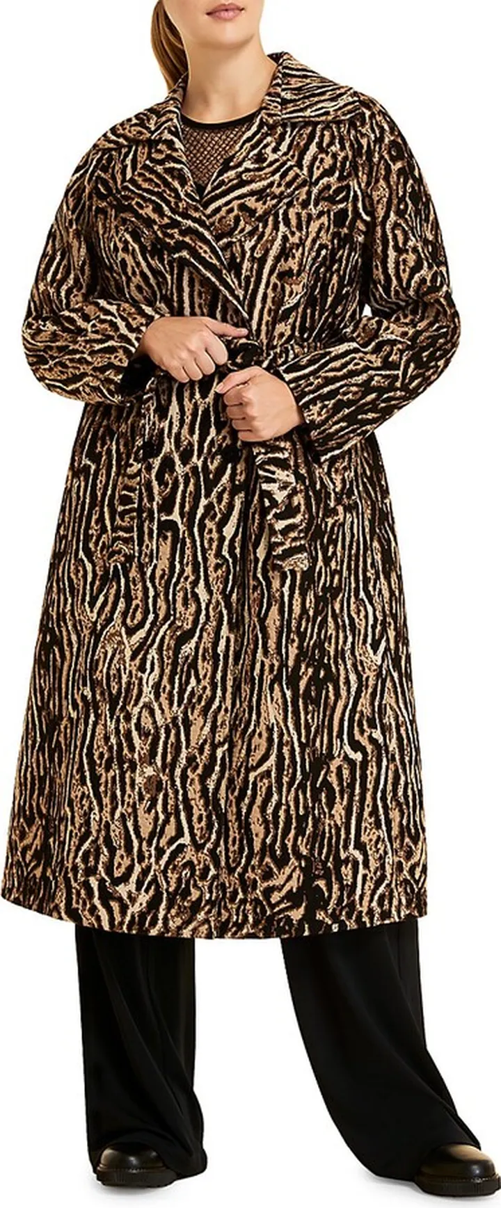 Leopard Jacquard Trench Coat