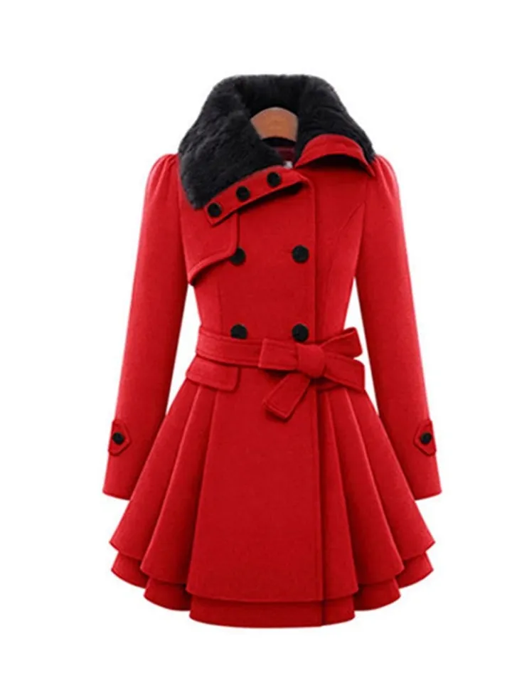 Ruffle Hem Trench Coat