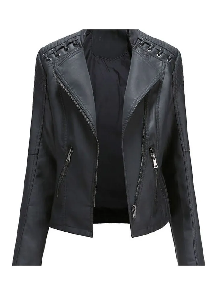 Classic Short Biker Coat Black