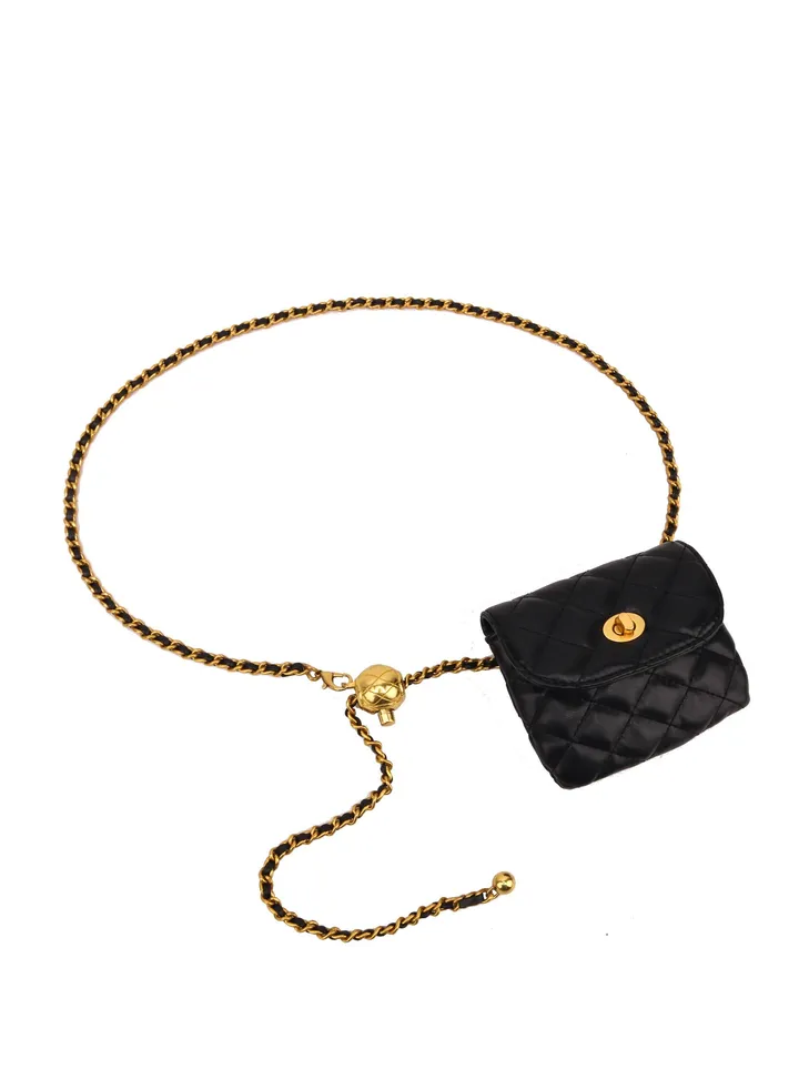 Leather Chain Belt Bag for Women, Women's Belt Bag, Crossbody Waist Purse, Travel Leather Belt Pouch, Fanny Pack Detachable Belt Chain Women Mini Handbag
