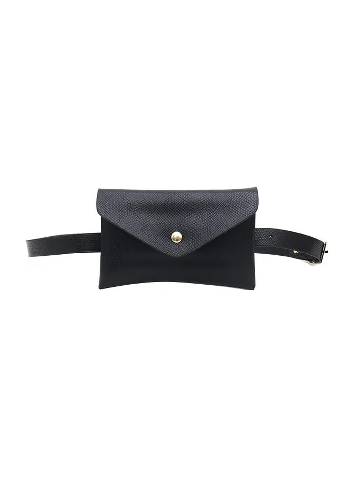 Fashion Snake Print Casual Waist Bag Black