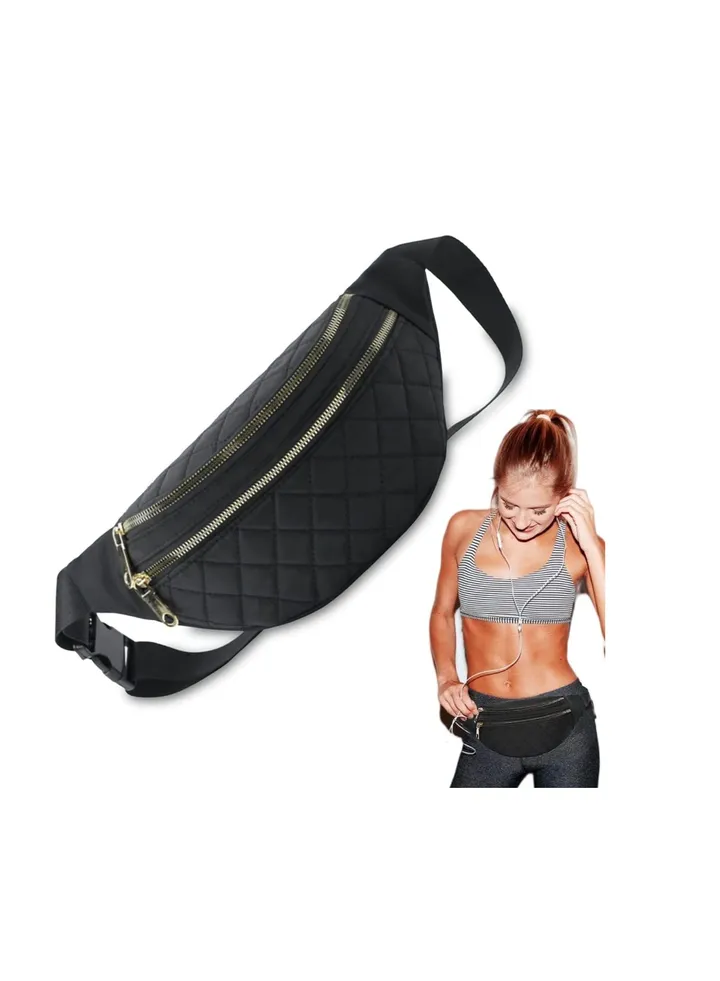 Fashionable and Lovely Women's Waist Bag Gift for Teenage Girls Travel Hiking Bicycle Running Bag Mobile Phone Bag with All Mobile Phones Black